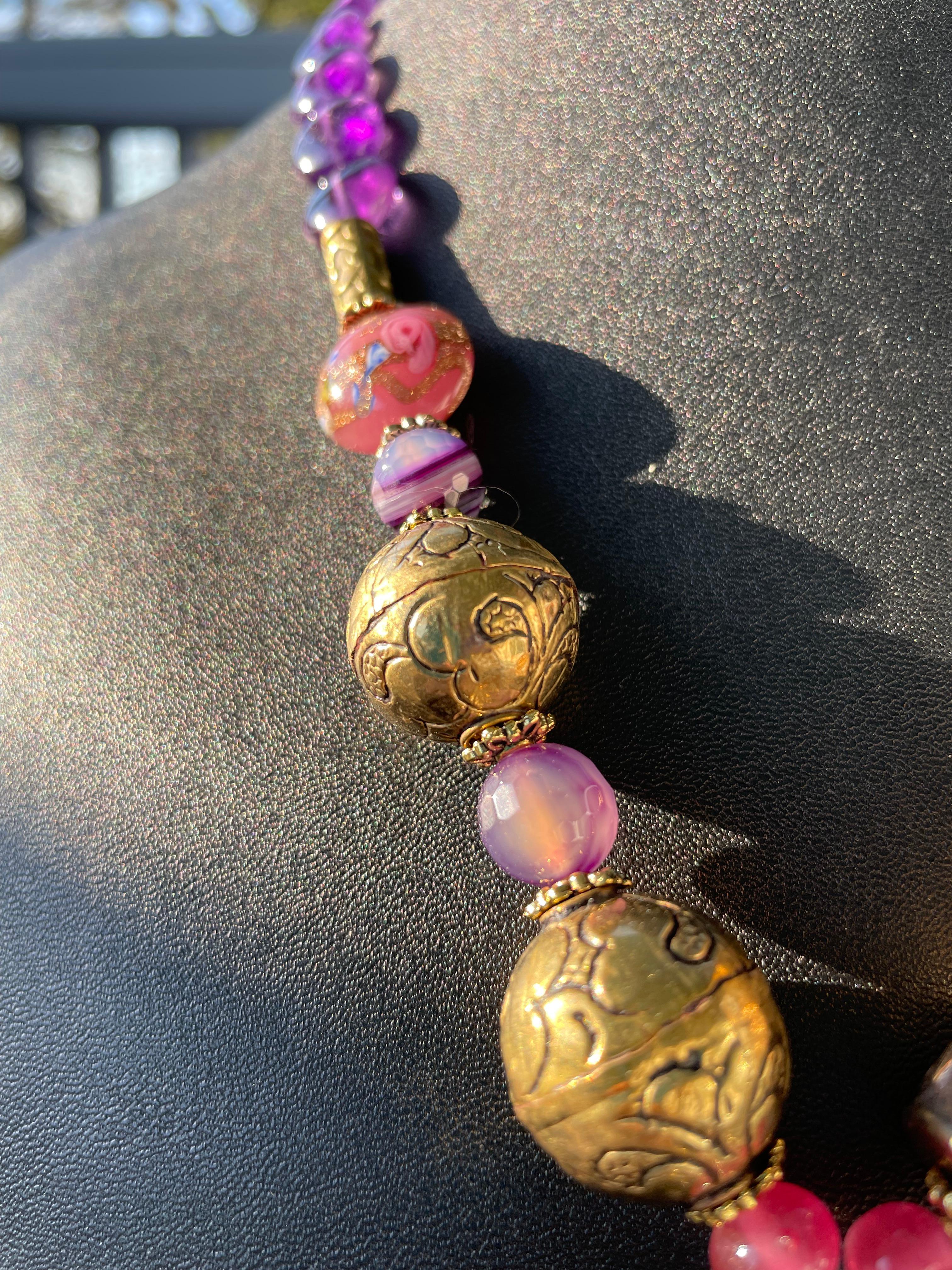 LB offers Victorian English Gold filled Amethyst pendant necklace Glass Brass In Good Condition For Sale In Pittsburgh, PA