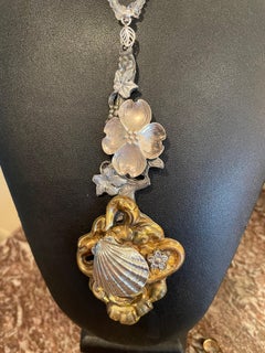 LB offers Vintage Art Nouveau Brooches SS Labradorite Crystals Chain Necklace