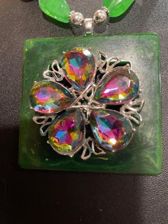 LB offers Vintage Bakelite buckle Vintage brooch Crystals French glass Necklace