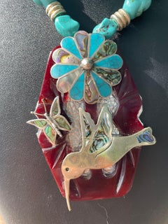 LB offers Vintage Bakelite SS Paua Shell vintage brooches Glass Bone Necklace