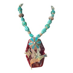 LB offers Vintage Bakelite SS Paua Shell vintage brooches Glass Bone Necklace