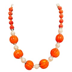 LB offers Vintage carved Tibetan Coral Pearls Cinnabar Sterling Silver Necklace LB offers Vintage carved Tibetan Coral Pearls Cinnabar Sterling Silver Necklace