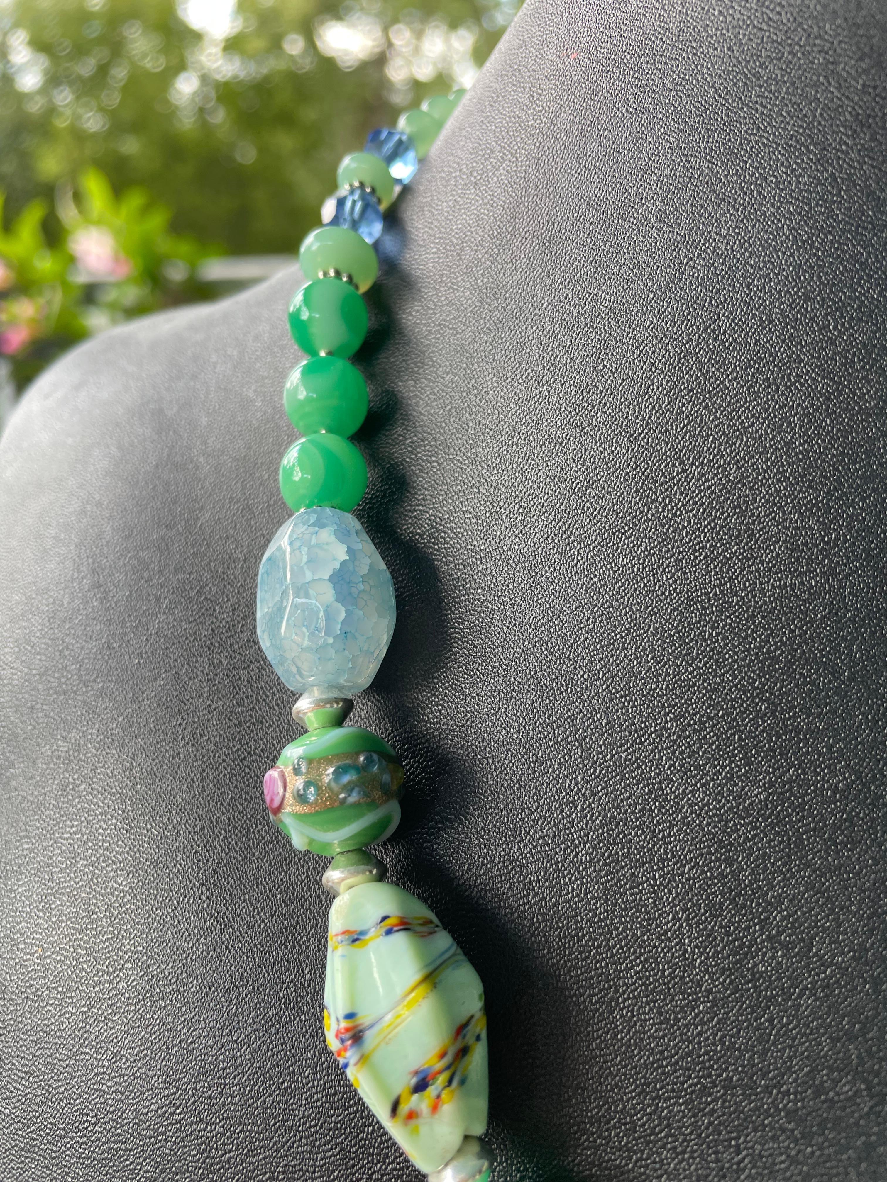 LB bietet Vintage Chinese Jade Sterling Emaille Brosche venezianischen Achaten Halskette für Damen oder Herren im Angebot