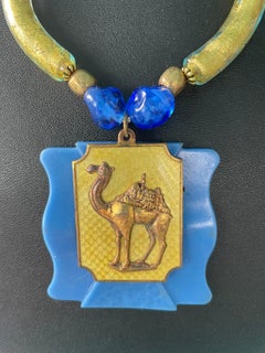 LB offers Vintage Chinese pendant Bakelite Aged Venetian French glass Necklace