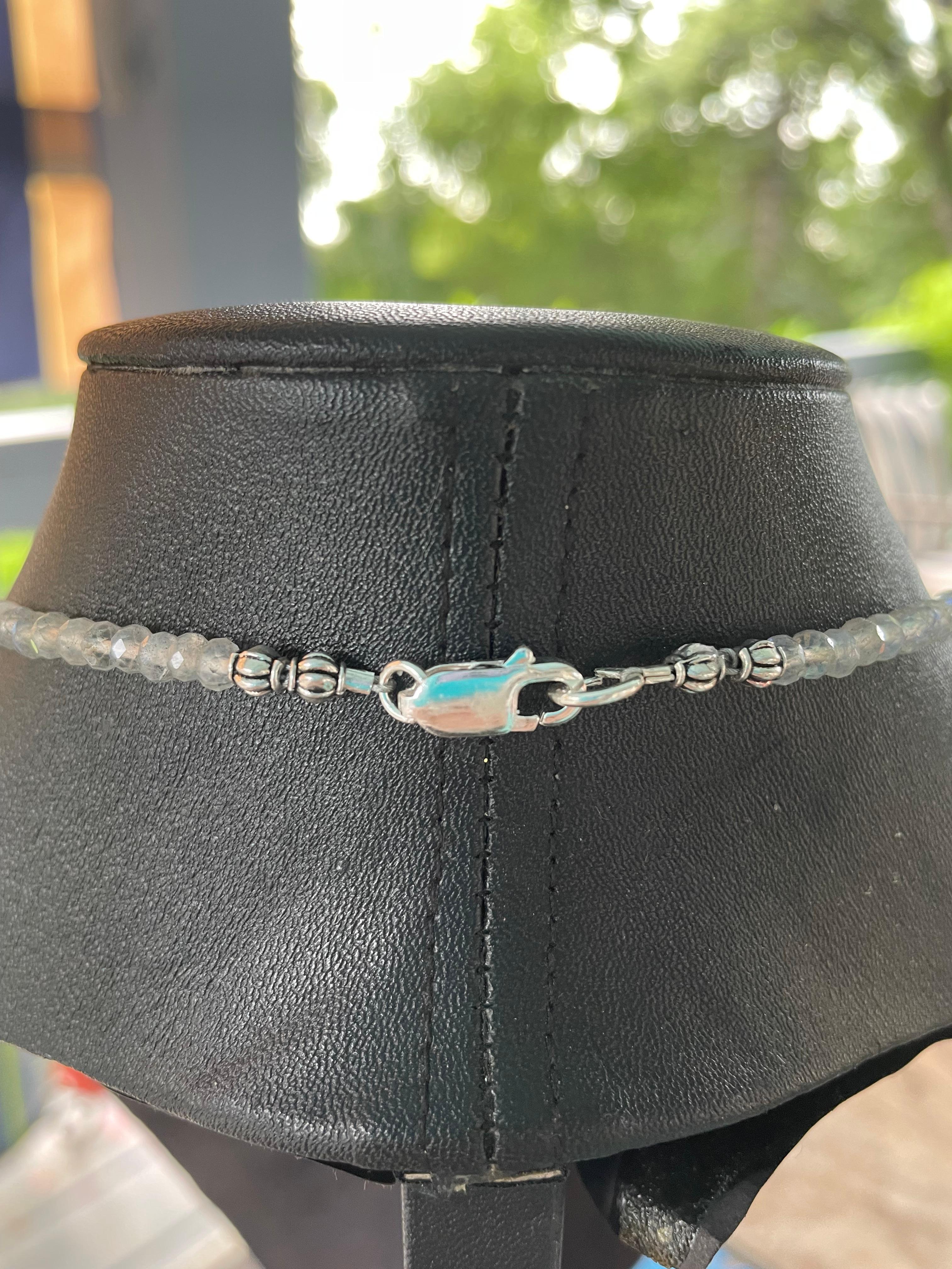 LB offre Vintage Deco SS Onyx Pendentif Verre vénitien Labradorite Collier SS en vente 4
