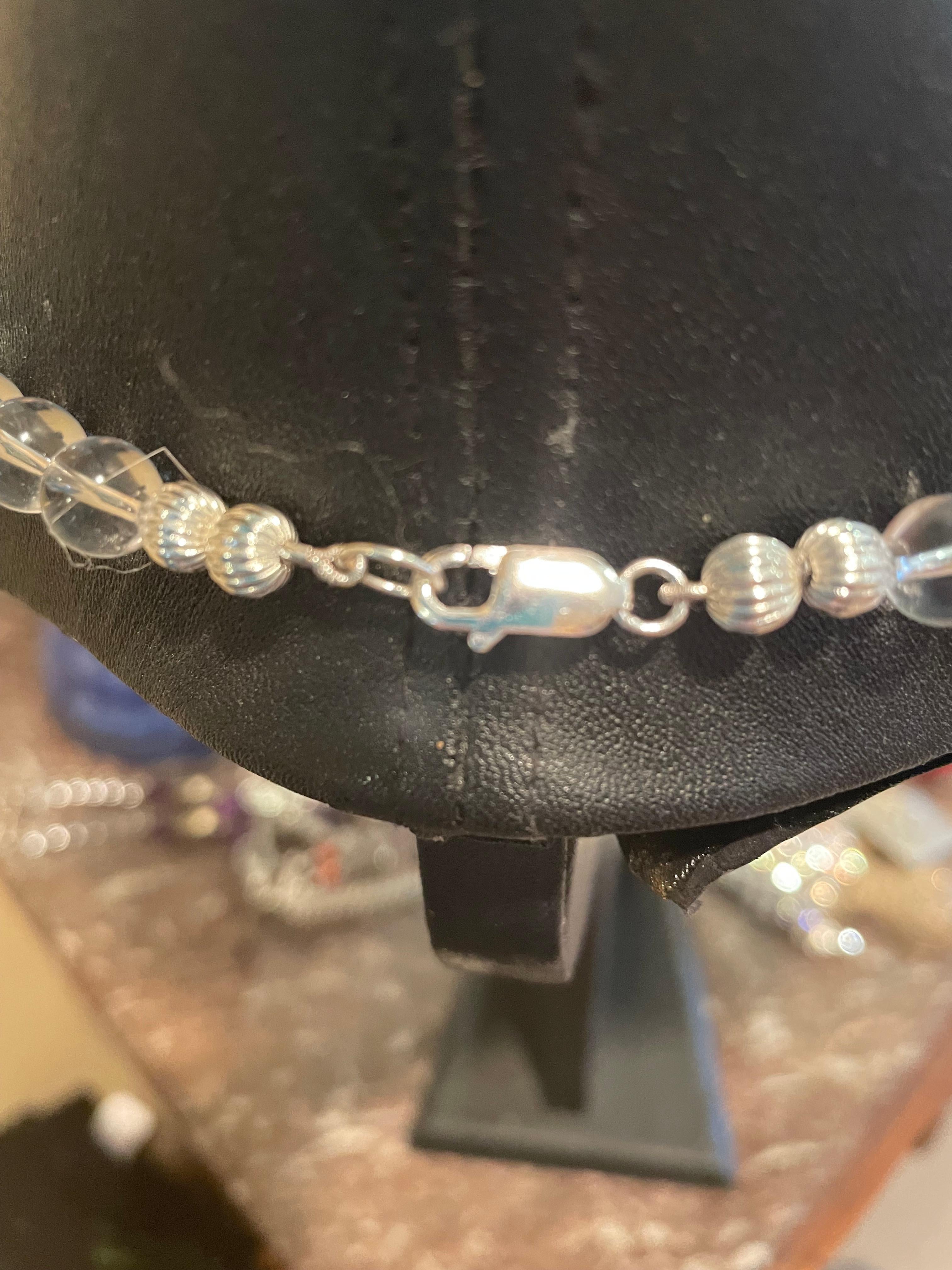 Women's LB offers Vintage Deco Sterling pendant Cinnabar Rock crystal Sterling necklace For Sale