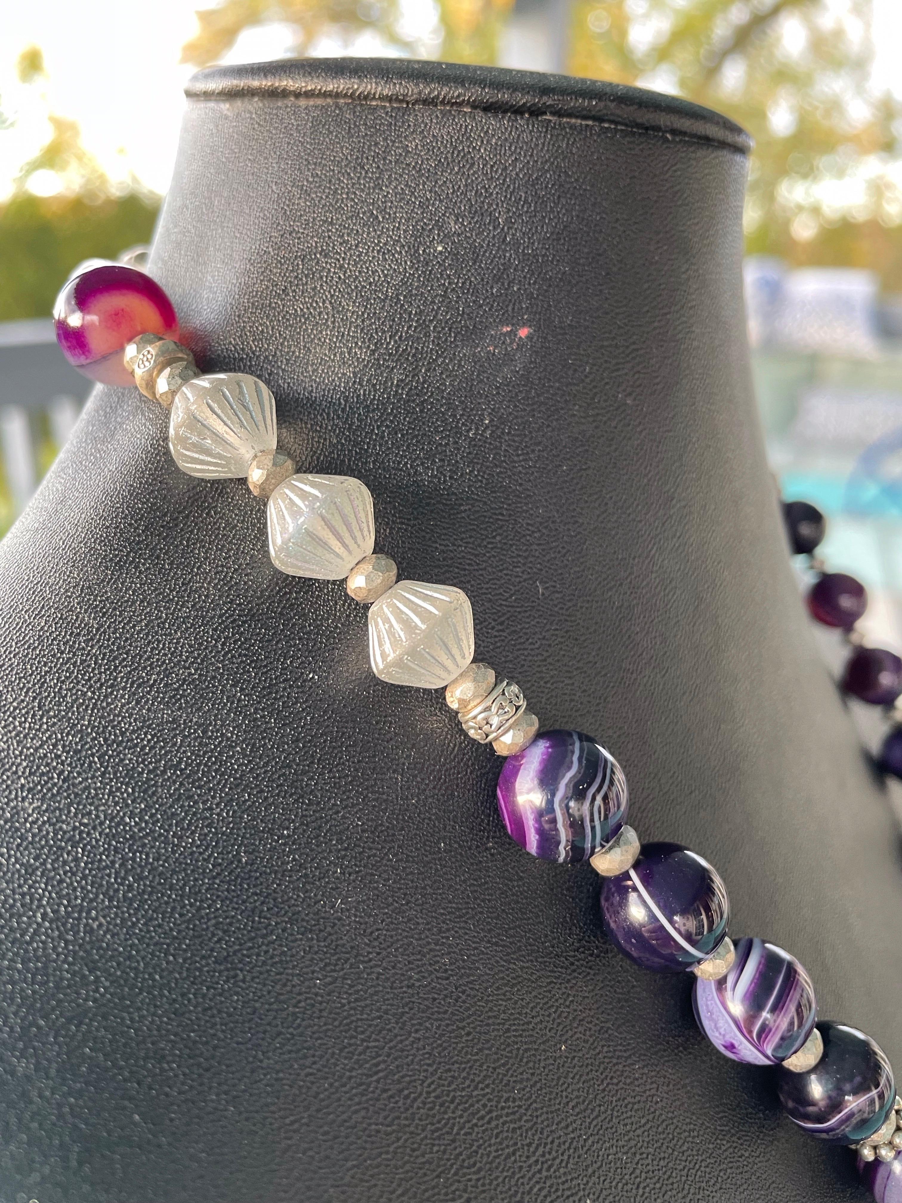 LB offers Vintage French Steel Buckle Sterling Butterfly Amethyst Glass Necklace For Sale 1