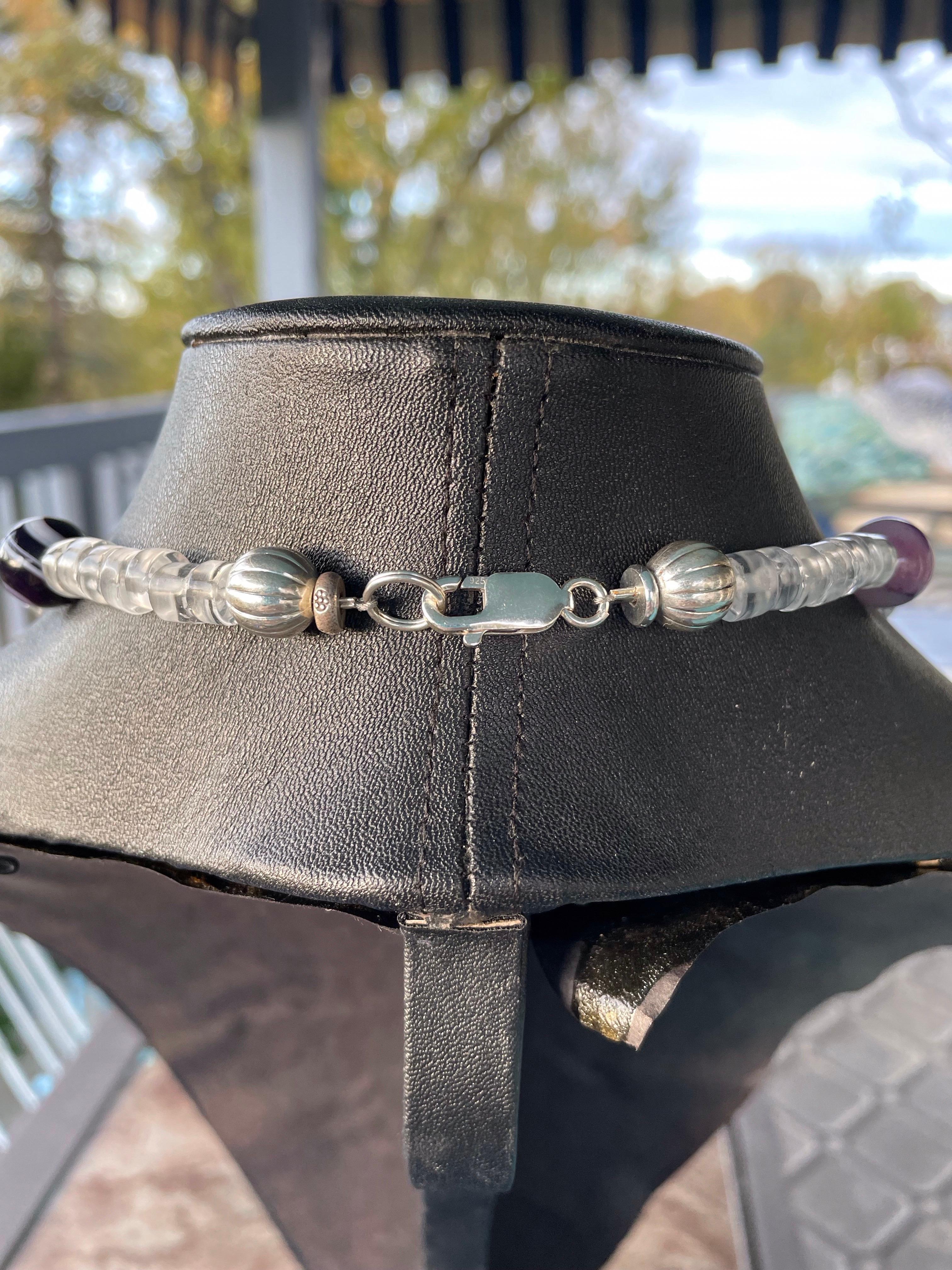 LB offers Vintage French Steel Buckle Sterling Butterfly Amethyst Glass Necklace For Sale 2