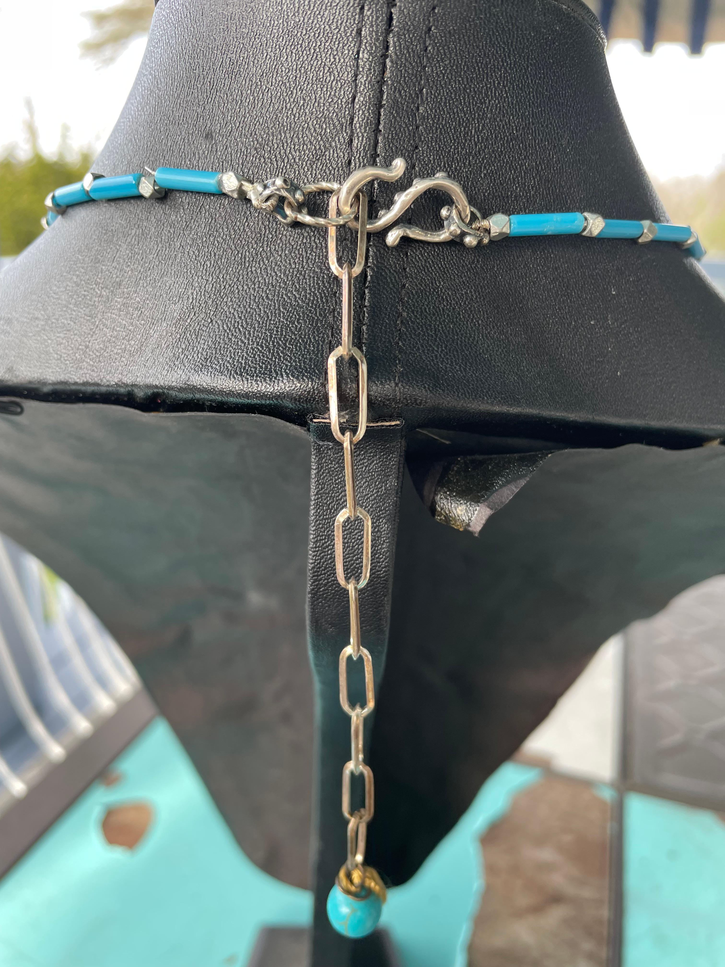 LB bietet Vintage mexikanischen Sterling Türkis Concha Stück venezianischen Halskette im Angebot 5