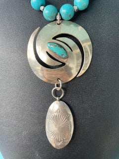 LB offers Vintage Mexican Sterling Turquoise Concha Piece Venetian Necklace