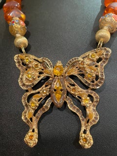 LB offers vintage ‘Mothra’ pendant Baltic Amber Venetian glass crystal necklace