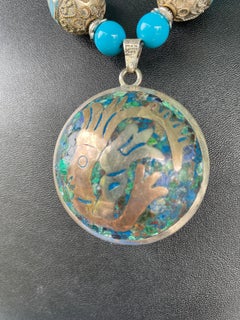 LB offers Vintage Reversible Mexican inlaid Pendant Tibetan Venetian necklace
