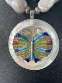 LB offers Vintage SS Butterfly brooch MOP Freshwater pearls Ant. Glass Necklace