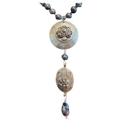 LB offers Vintage Sterling Brooches Pearl Pendant Peacock Pearls Silver Necklace