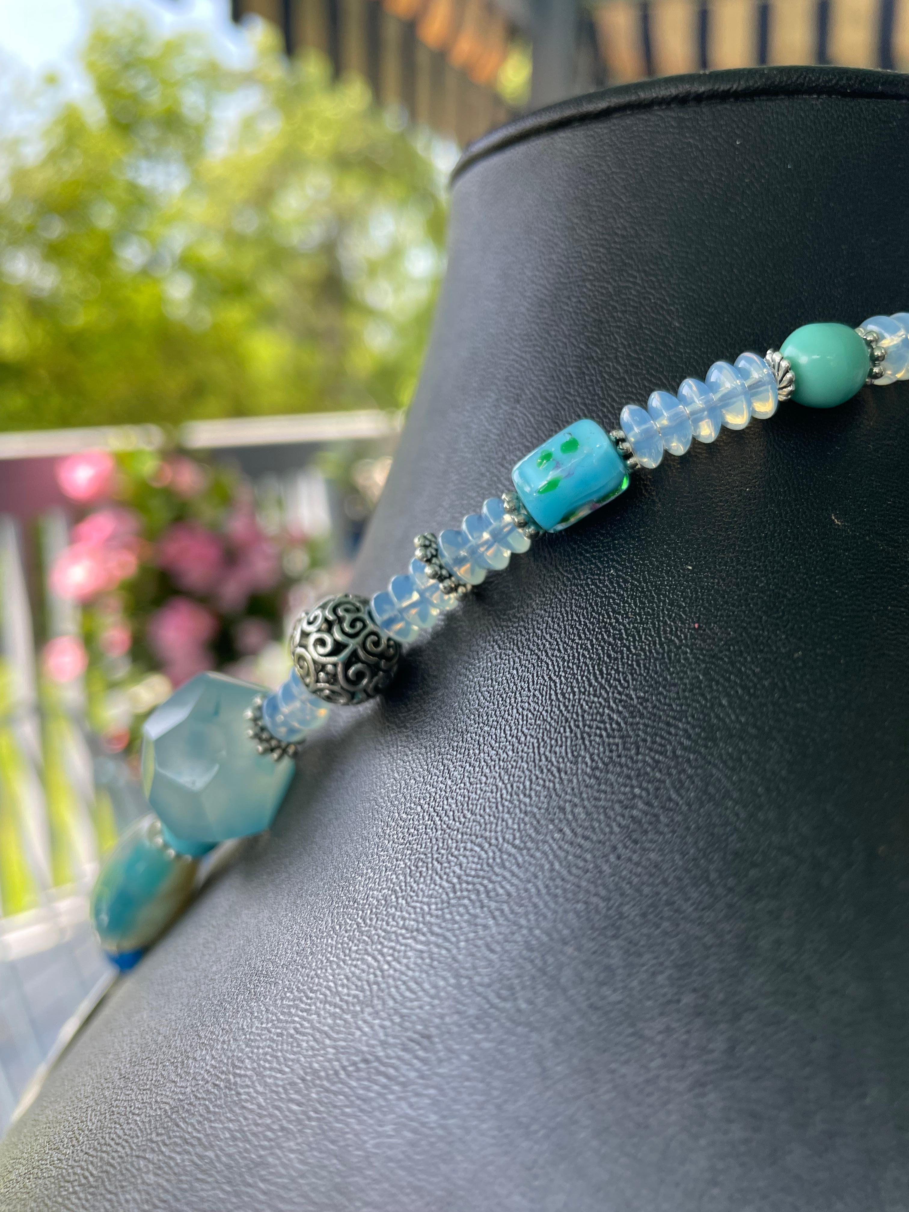 LB offre spilla floreale vintage in sterling, croce di turchese e agata, collana di cristallo in vendita 2