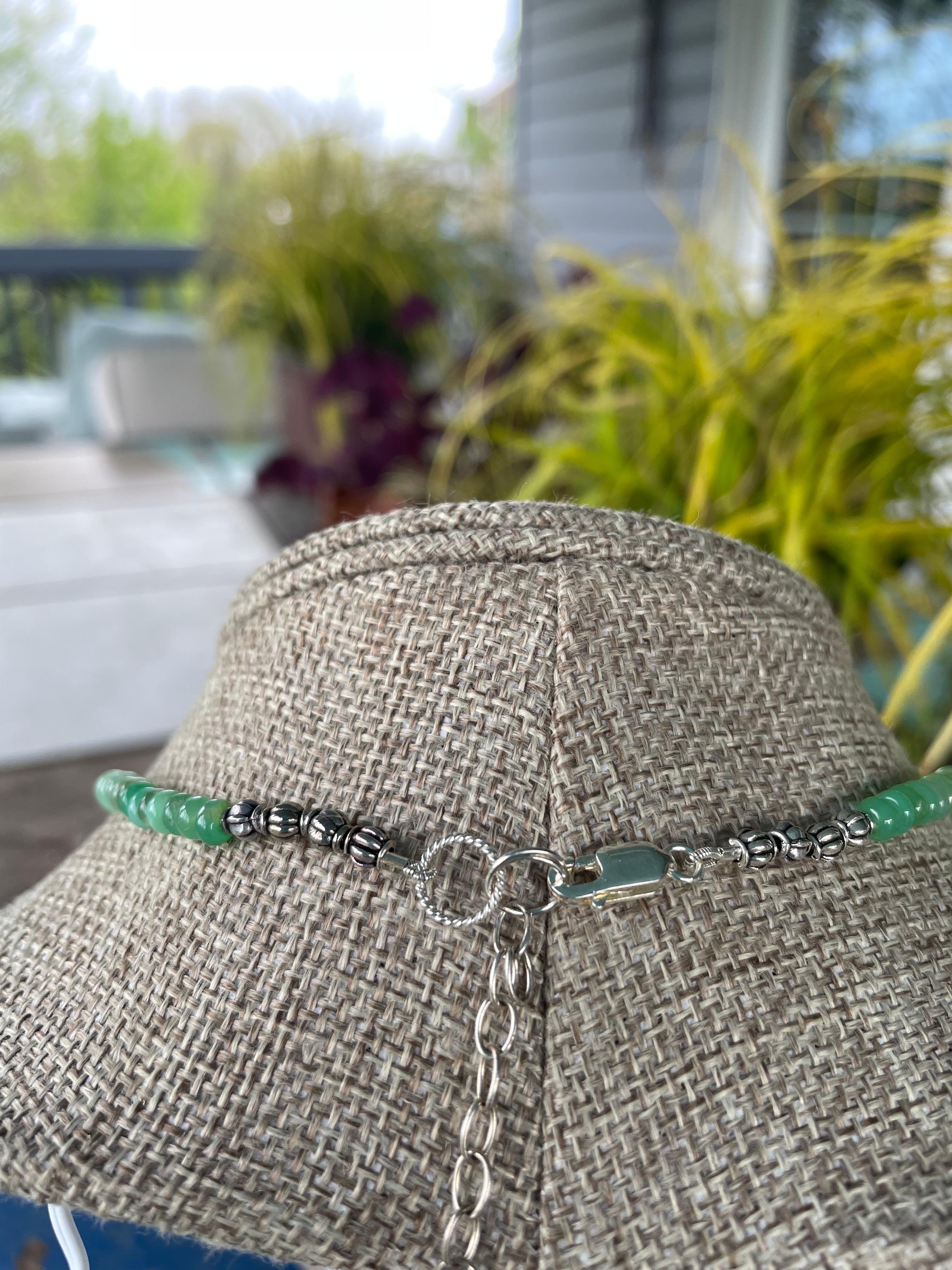 LB ofrece Vintage Sterling Malaquita colgante Cristal veneciano esterlina Collar en venta 2
