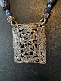 LB offers Vintage Sterling Marcasite Brooch Venetian beads Crystal Necklace