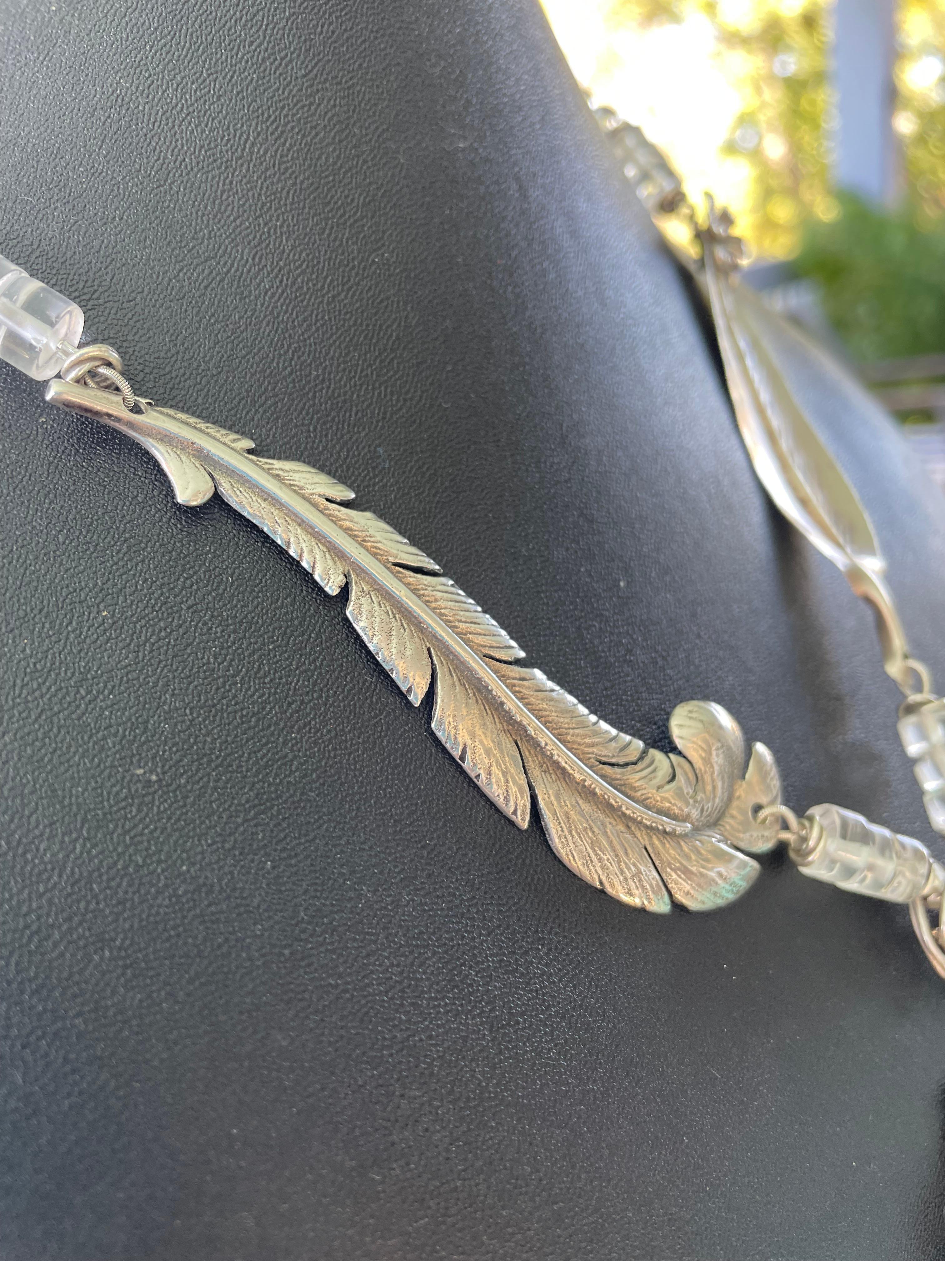 LB offers Vintage Sterling Silver brooch pendant Rock Crystal Silver necklace 4