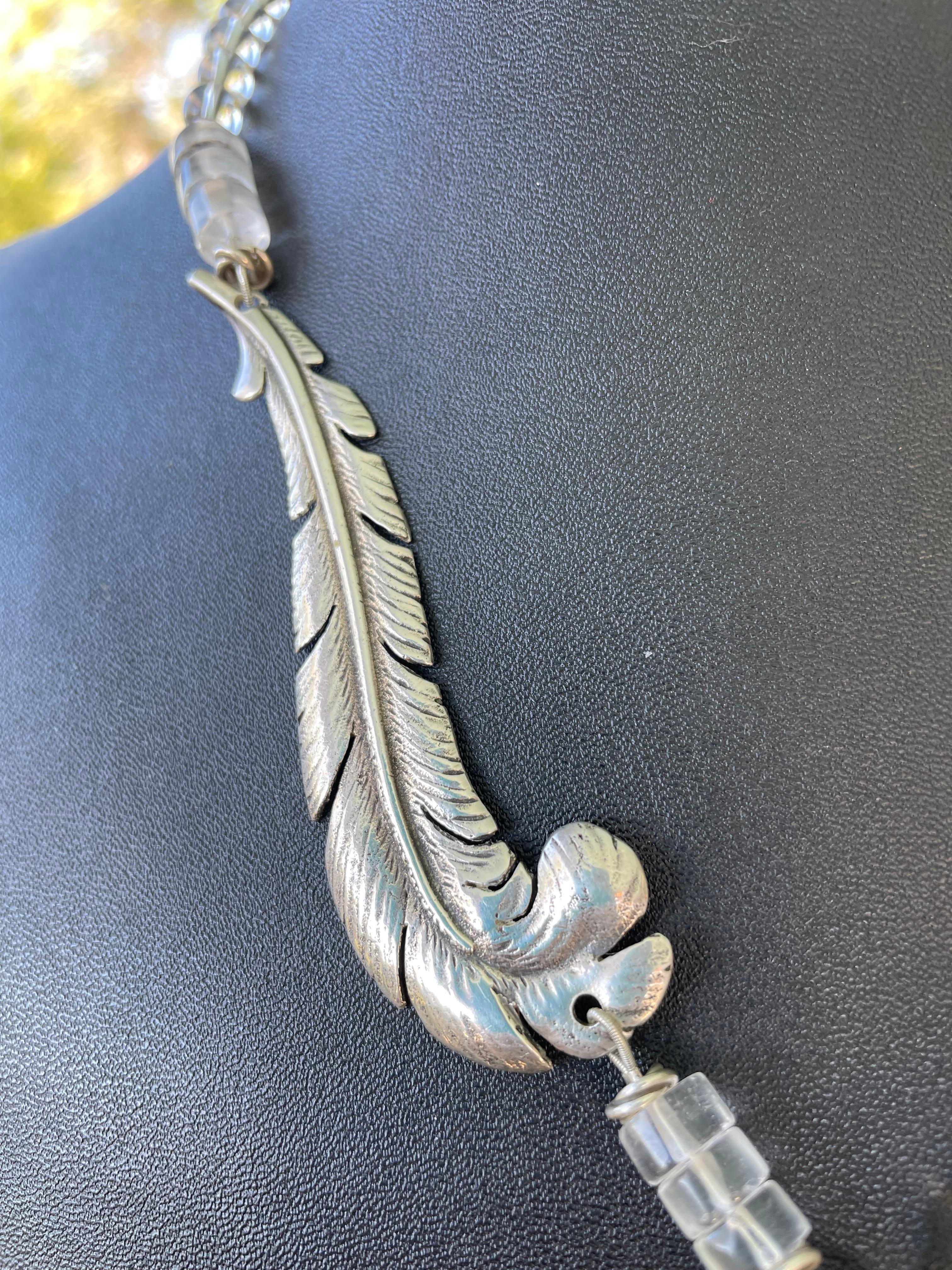 LB offers Vintage Sterling Silver brooch pendant Rock Crystal Silver necklace In Good Condition In Pittsburgh, PA