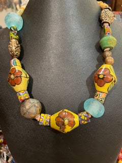 LB offers Vintage Tibetan Painted beads Venetian Trade Tibetan Brass necklace