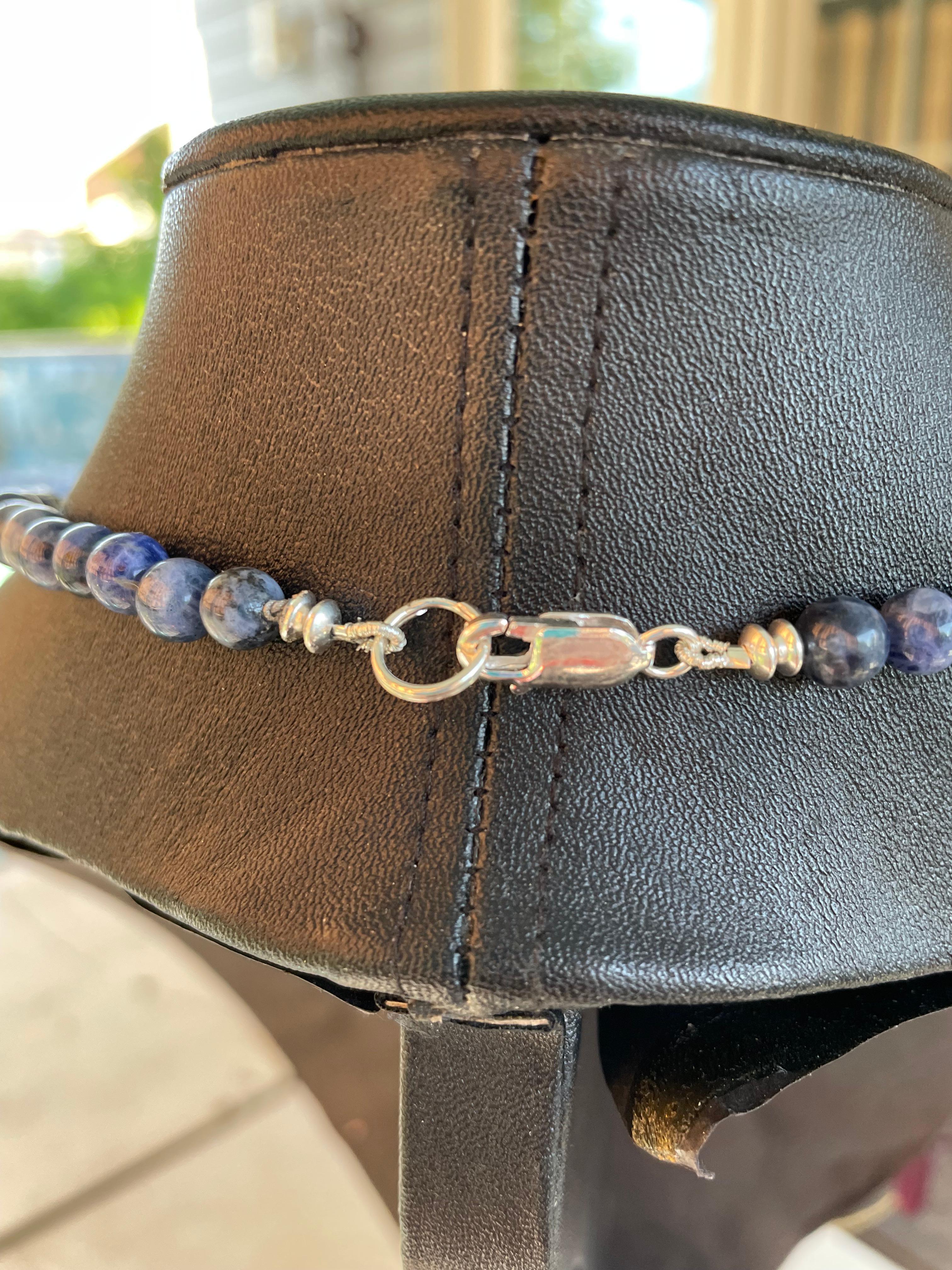 LB offers Vintage Tibetan pendant Chinese porcelain Azurite Lapis OOAK necklace For Sale 2