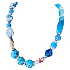 LB offers Vintage Venetian Agates Chinese ceramic Rondelles Crystal Necklace