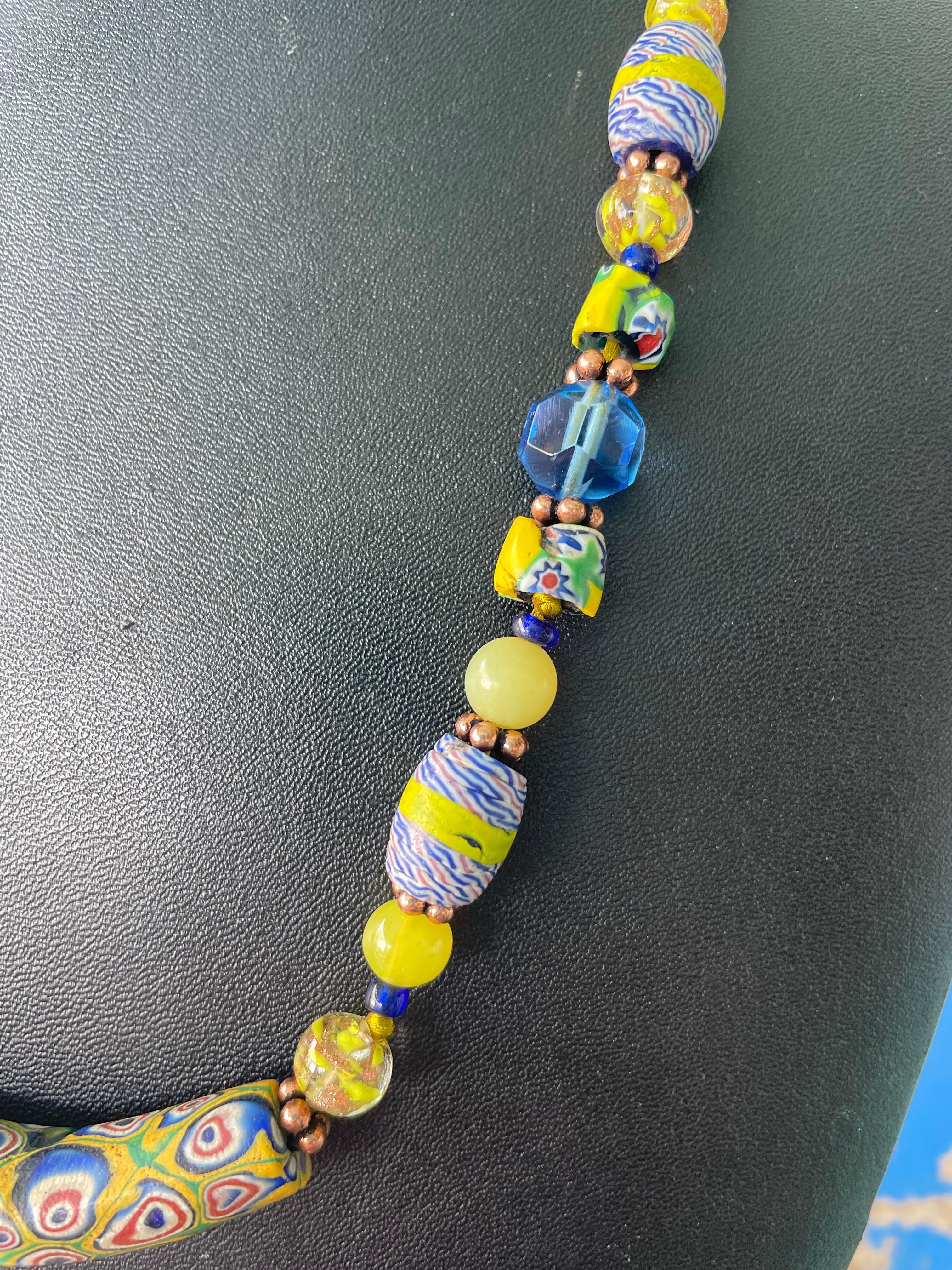 Artisan LB offers Vintage Venetian glass Trade beads vintage Czech crystal bead Necklace For Sale