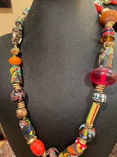 LB offers Vintage Venetian Tibetan African Resin discs Brass Handmade Necklace