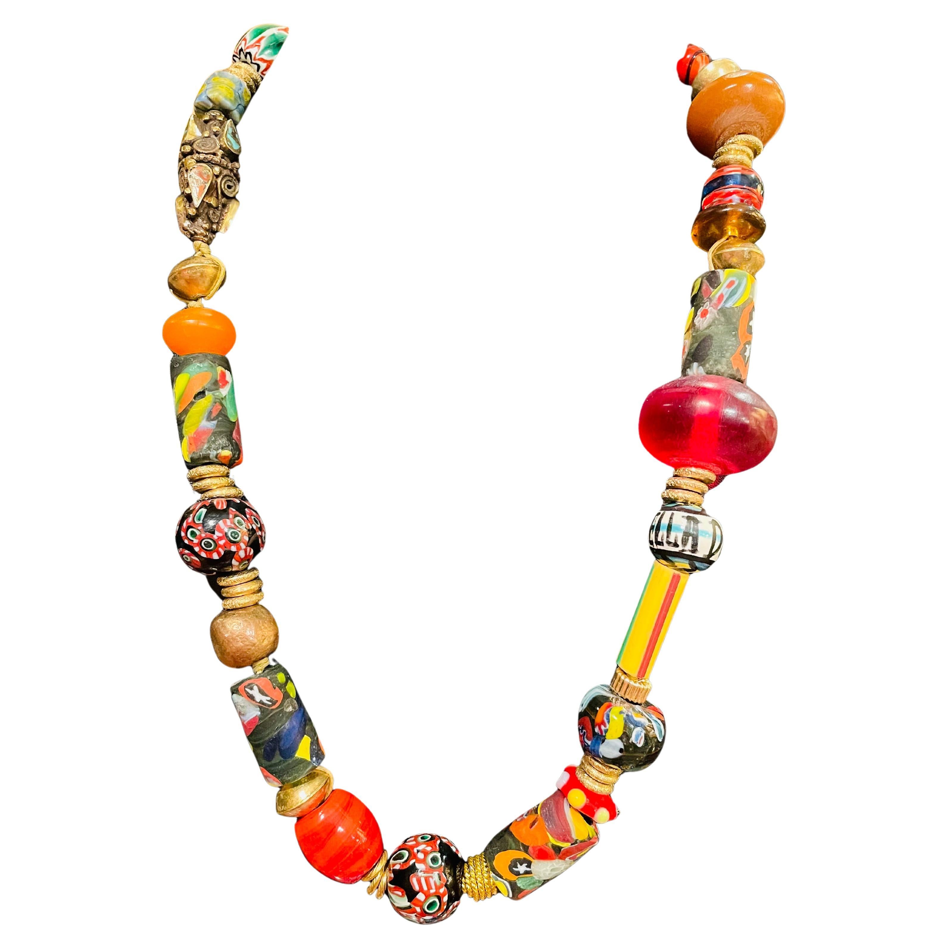 LB offers Vintage Venetian Tibetan African Resin discs Brass Handmade Necklace