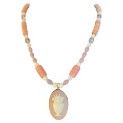 LB offers Vintage Wedgewood Jasperware pendant opal crystal necklace