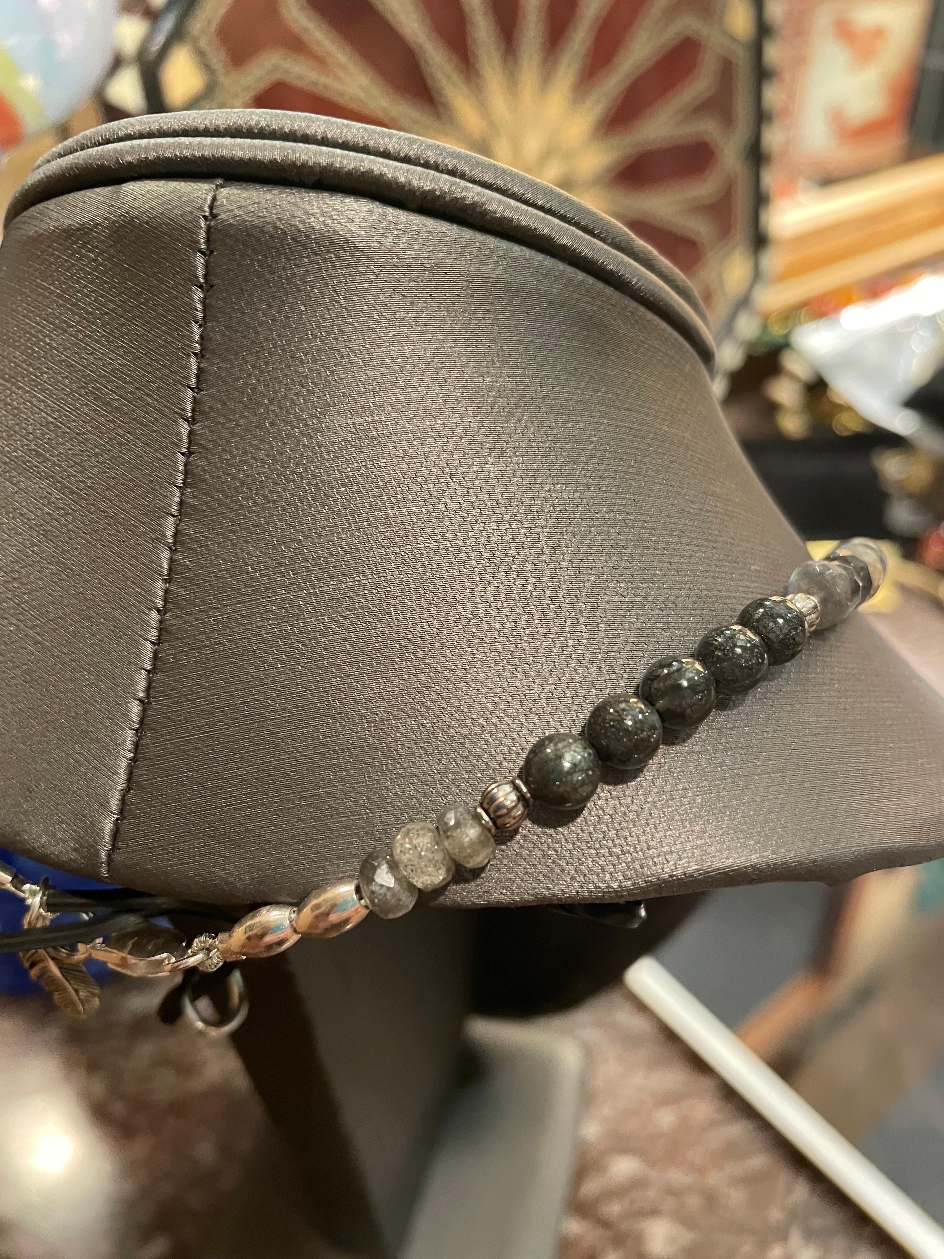 LB, collier pendentif Marcasite vintage en argent sterling avec agate et labradorite turquoise  Bon état - En vente à Pittsburgh, PA