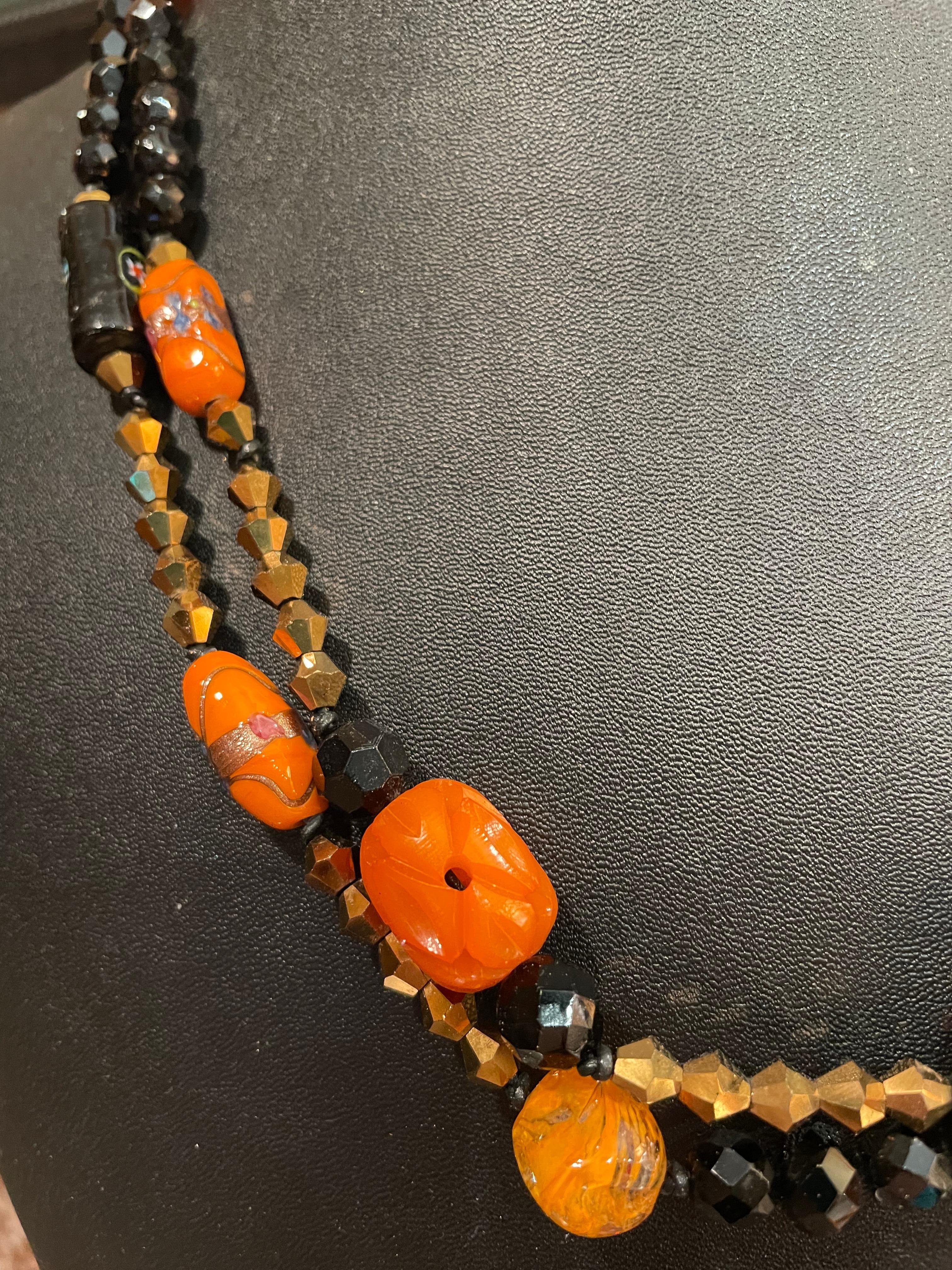 Lorraine’s Bijoux offers a one of a kind Vintage Murano glass beads, agates, Bakelite, and jet long strand necklace. This handmade, stunning,sparkly, gorgeous strand will be a welcome addition to any jewelry wardrobe.
The vintage Venetian wedding