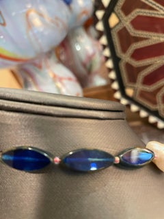 LB Keilholz Vintage Emaille und Muranoglas Perlen Barockperlen Halskette F/S