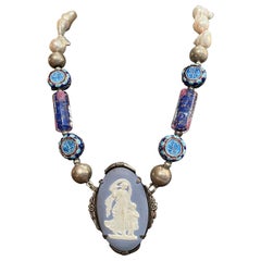 LB Wedgewood vintage enamel and Murano glass beads baroque pearls necklace SS
