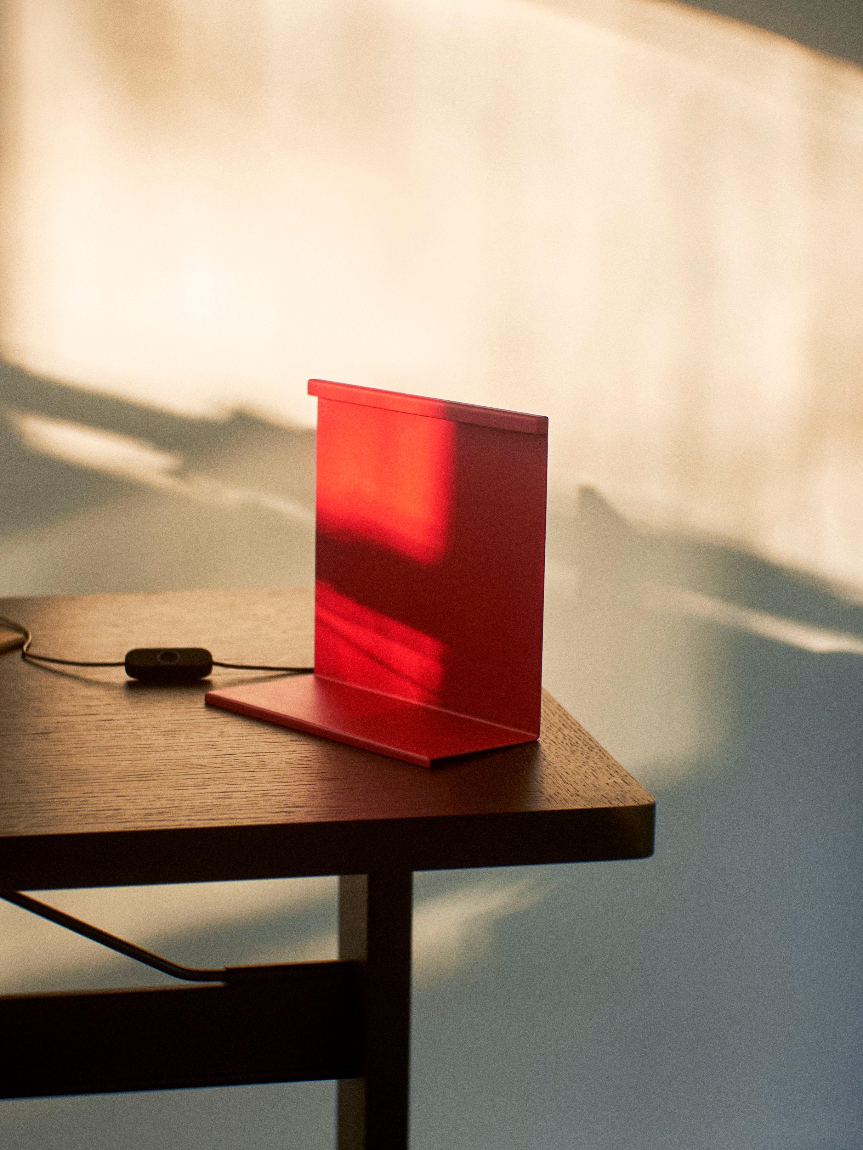 Scandinavian Modern LBM Table Lamp, Tomato Red- by Moisés Hernández for Hay For Sale