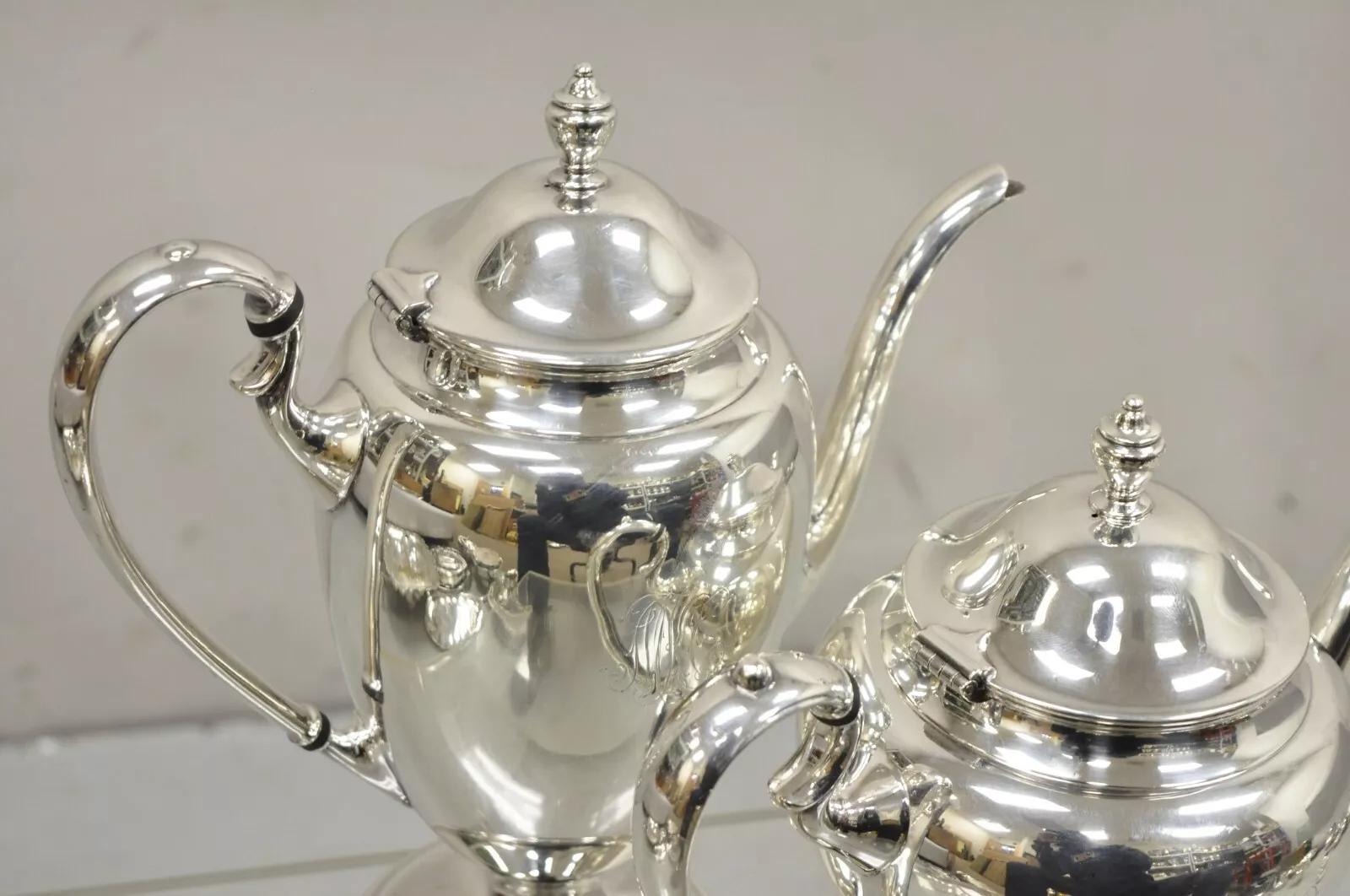 LBS Co. 1849 Set da tè e caffè in stile edoardiano placcato in argento - 4 pezzi In condizioni buone in vendita a Philadelphia, PA