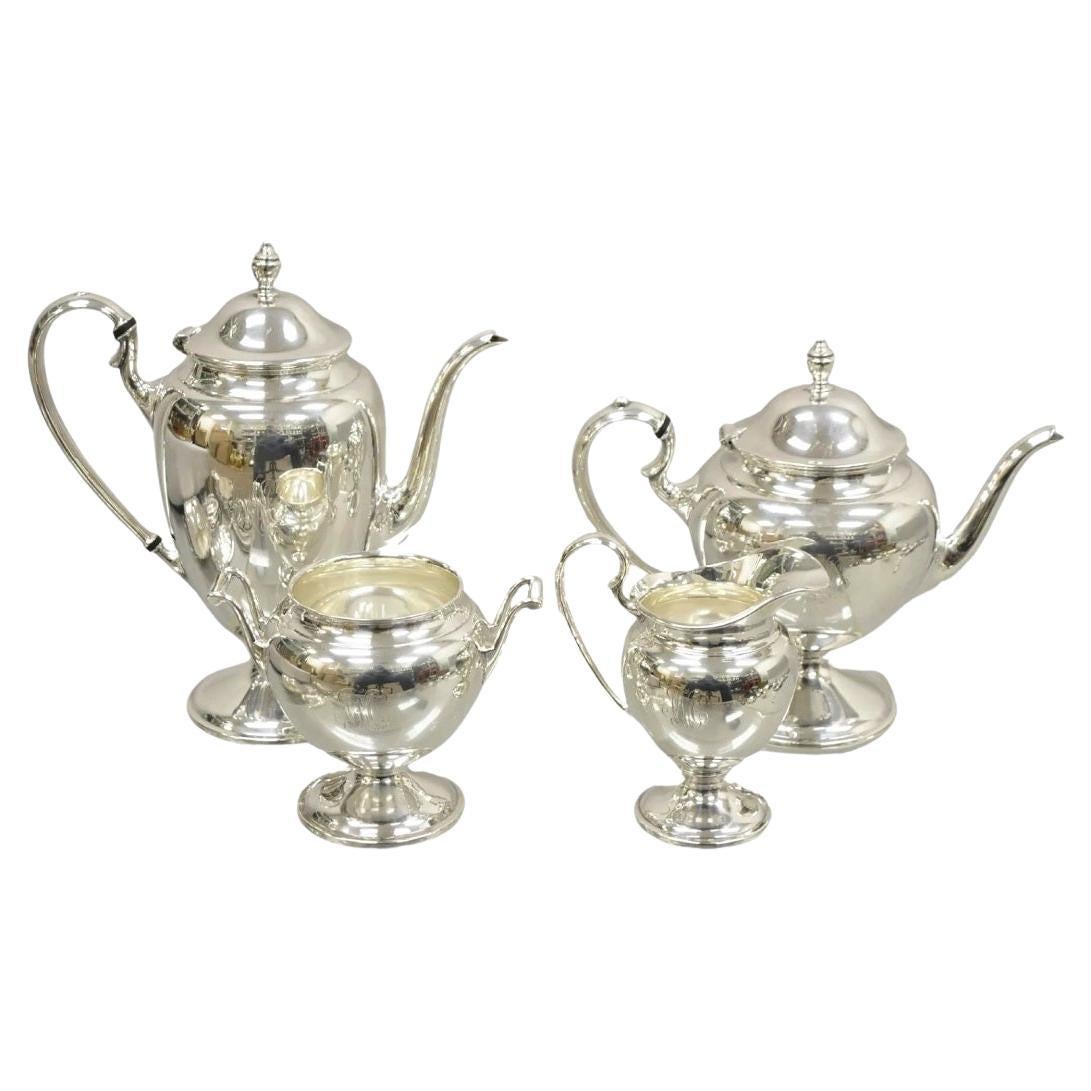 LBS Co. 1849 English Edwardian Style Silver Plated Tea Coffee Set - 4 Pc Set