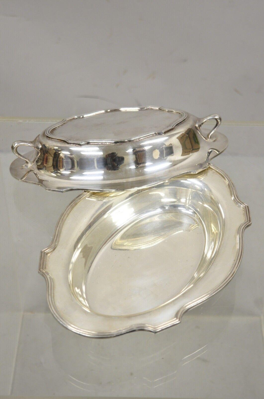 LBS Co English Regency Style Silver Plated Covered Serving Dish Vegetable Bowl In Good Condition For Sale In Philadelphia, PA