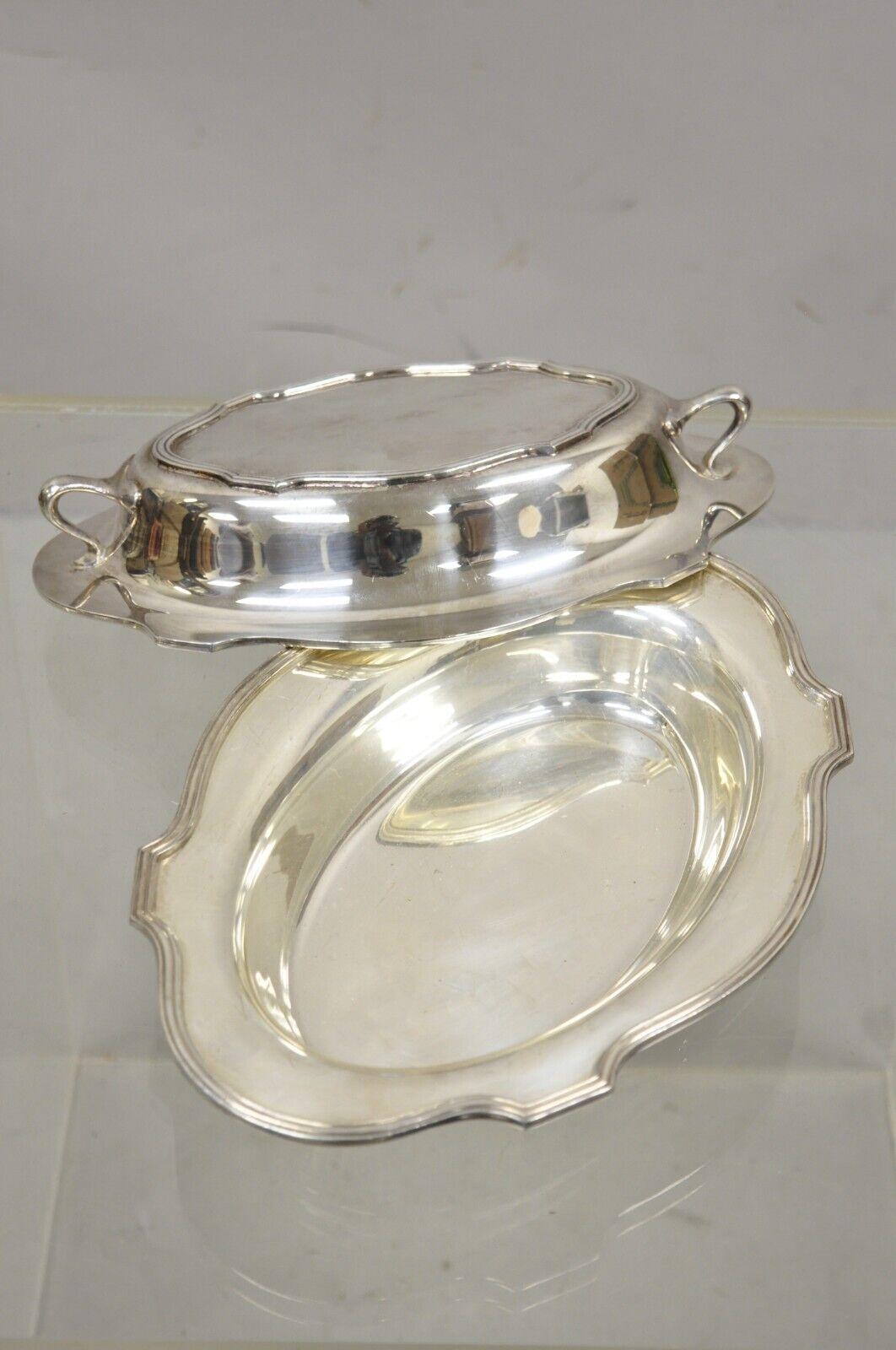 LBS Co English Regency Style Silver Plated Covered Serving Dish Vegetable Bowl In Good Condition In Philadelphia, PA