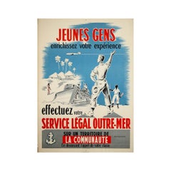 Original 1957 French Colonial Recruitment Poster "Service Légal Outre-Mer"