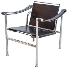 LC-1 Chair by Le Corbusier Black Leather, 1950s