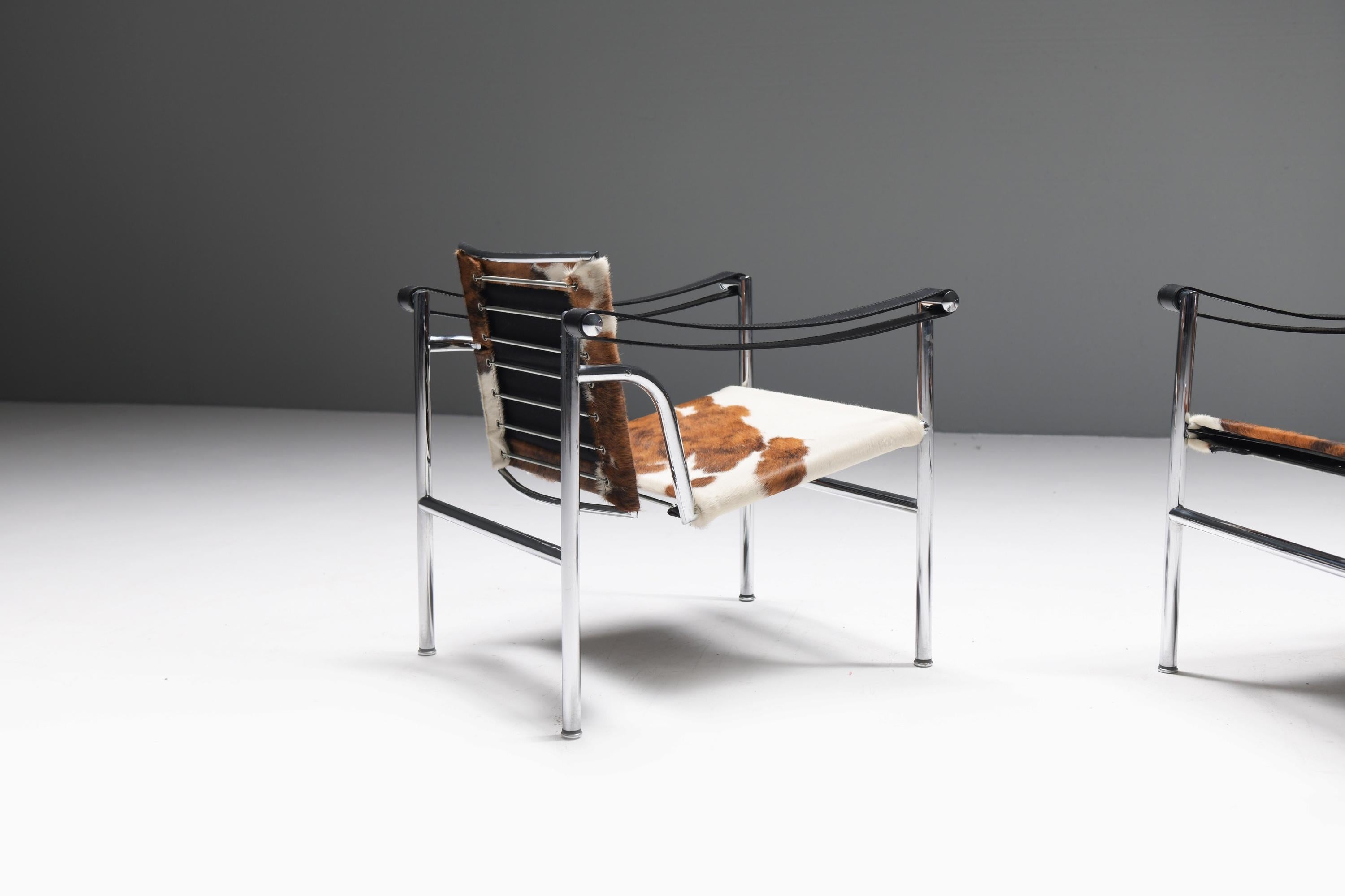 LC 1 set in horse skin - Le Corbusier, Jeanneret & Charlotte Perriand - Cassina For Sale 1