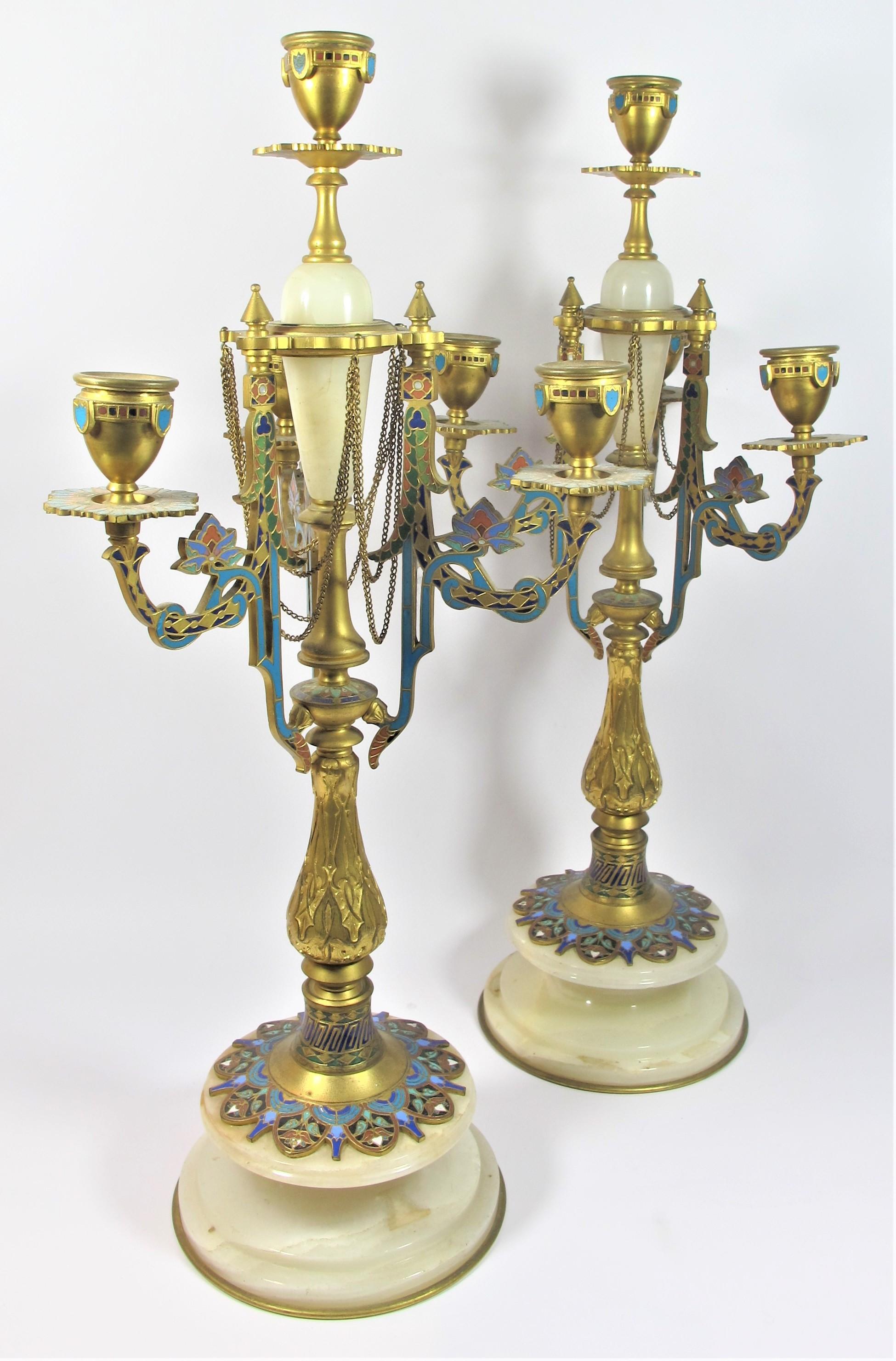 19th Century L.C. Sévin & F.Barbedienne, Neoclassical Style Set Clock Onyx and Enamel For Sale