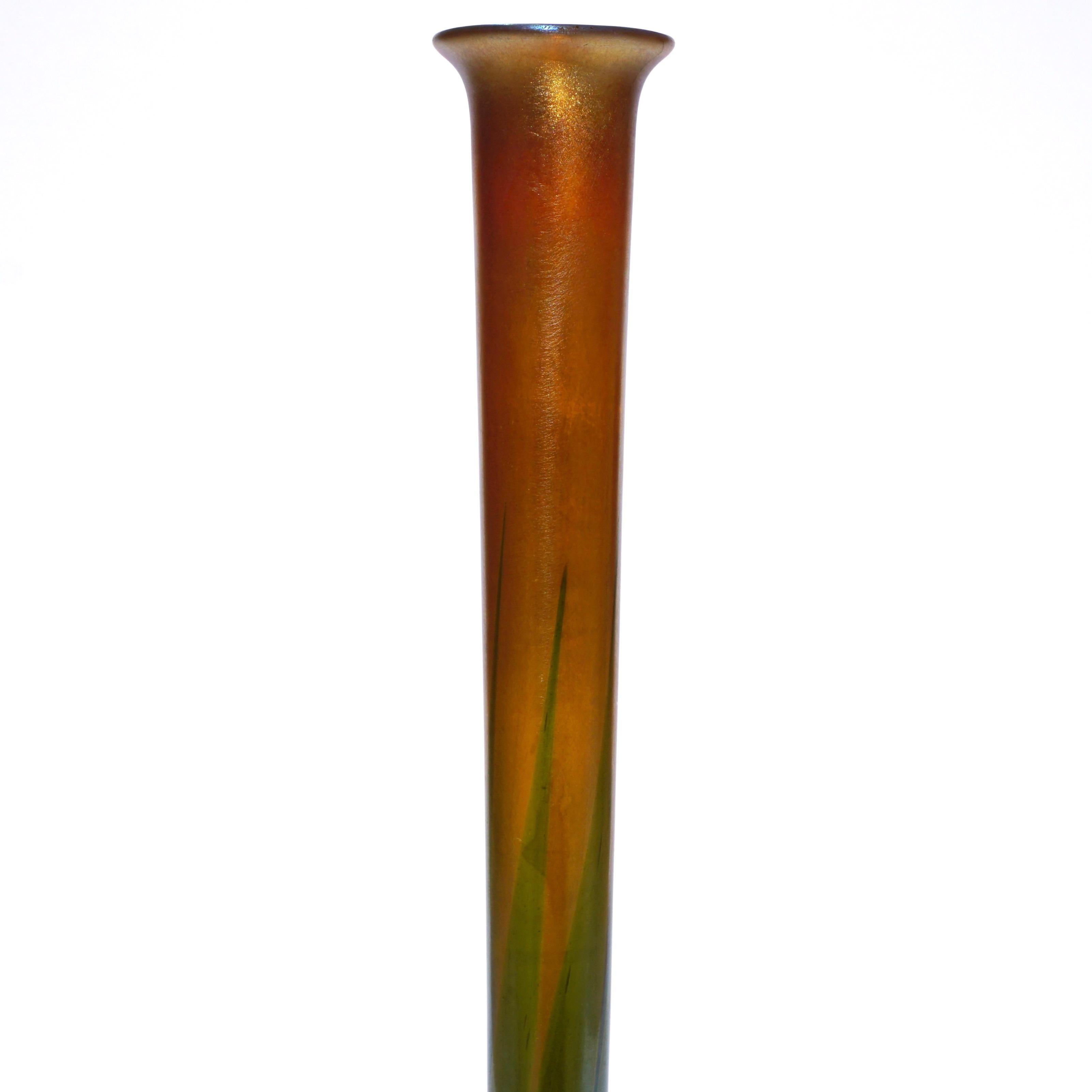 American L.C. Tiffany Favrile and Bronze Bud Vase