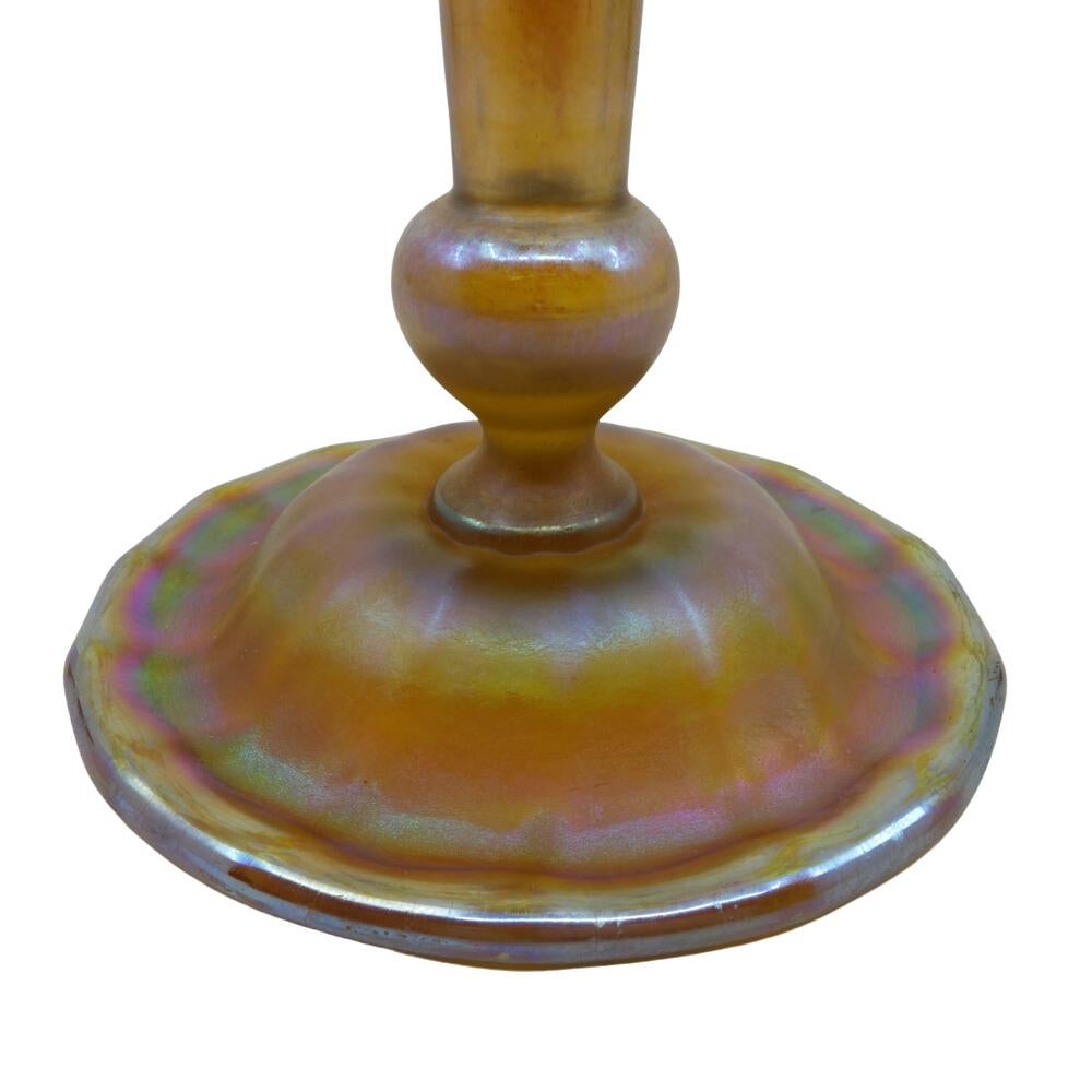 Early 20th Century LC Tiffany Heart & Vine Decorated Art Glass Favrile Trumpet Vase, circa 1920