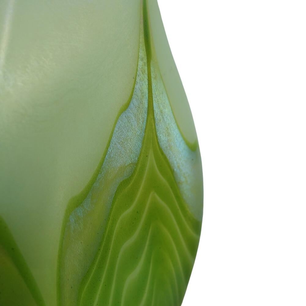 Early 20th Century LC Tiffany Pulled Feather Art Glass Favrile Calyx Floriform Vase, circa 1906 For Sale