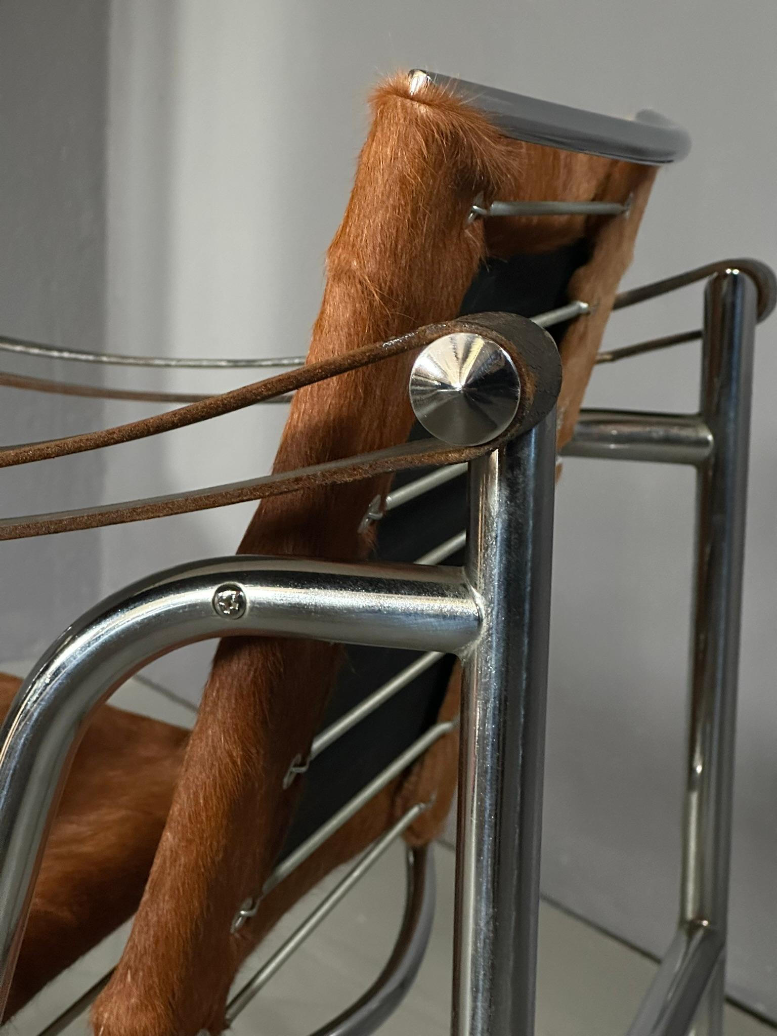 Steel LC1 armchair by Le Corbusier Jeanneret Perriand for Cassina 1965 signed numbered For Sale