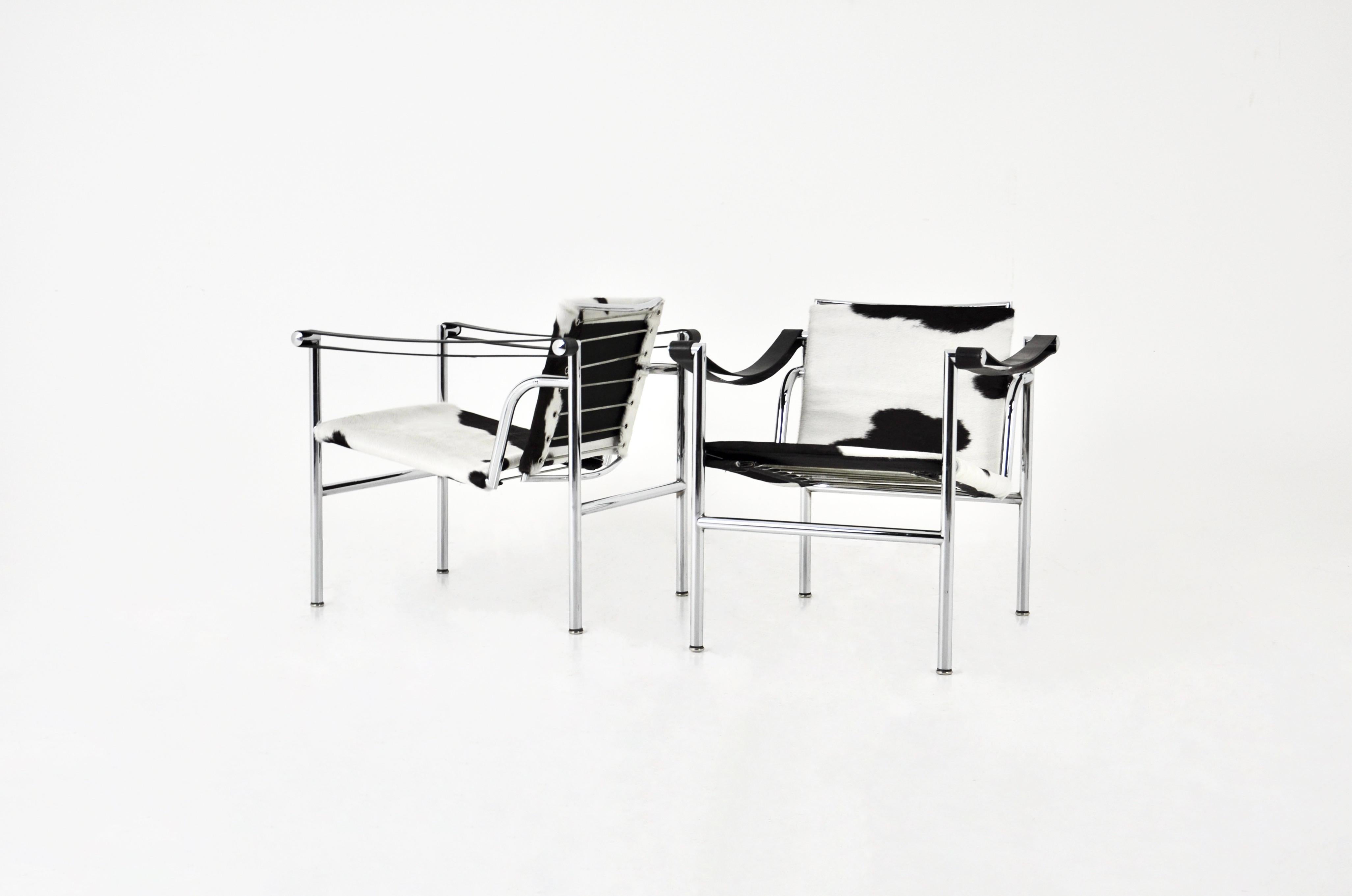 LC1 Sessel von Le Corbusier für Cassina 1970S, 2 Stück (Moderne der Mitte des Jahrhunderts)