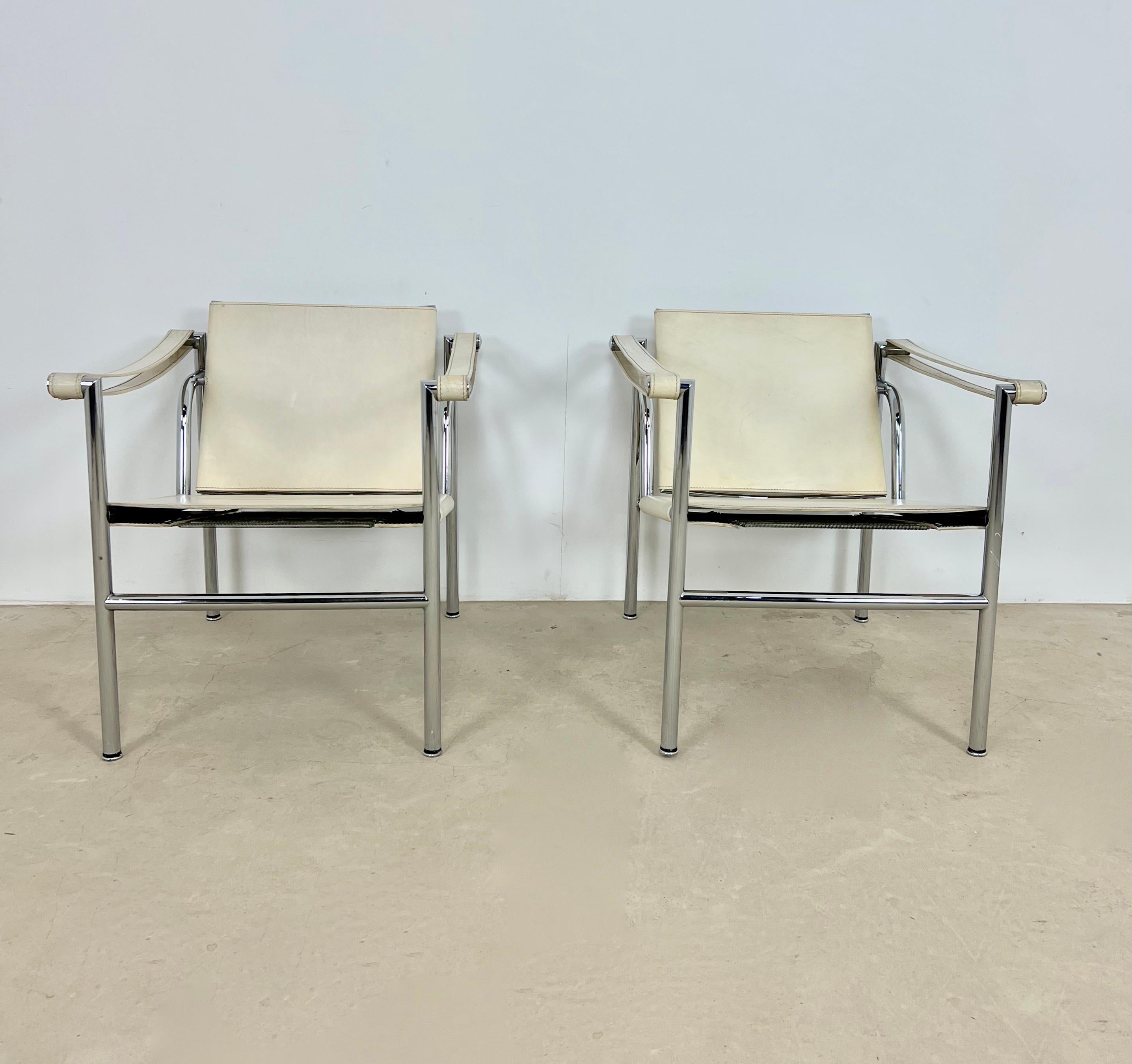French LC1 Armchairs by Le Corbusier for Cassina, 1970s, Set of 2
