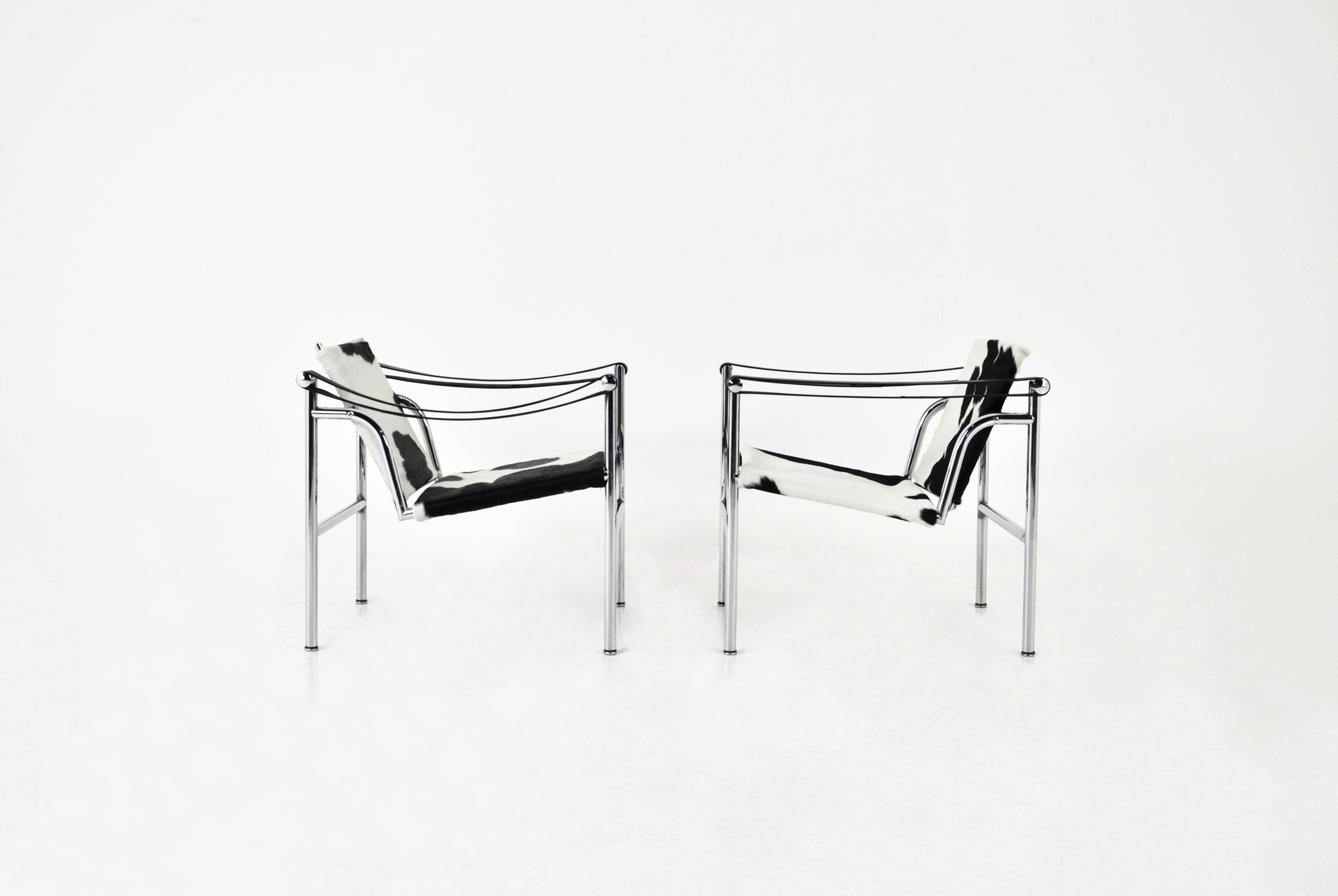 LC1 armchairs by Le Corbusier for Cassina 1970S, set of 2 In Good Condition In Lasne, BE